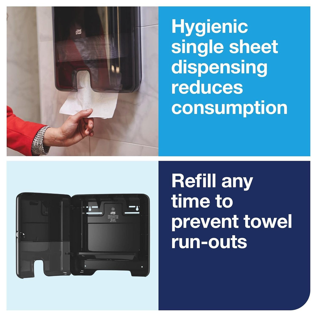 Black Multifold Hand Towel Dispenser and Natural Recycled Hand Towels R174