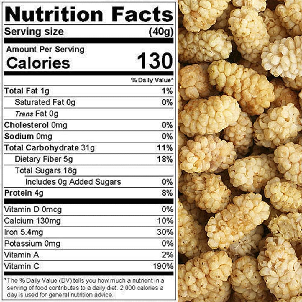 Sun Dried White Mulberries 5 lbs. Resealable Pouch B45760