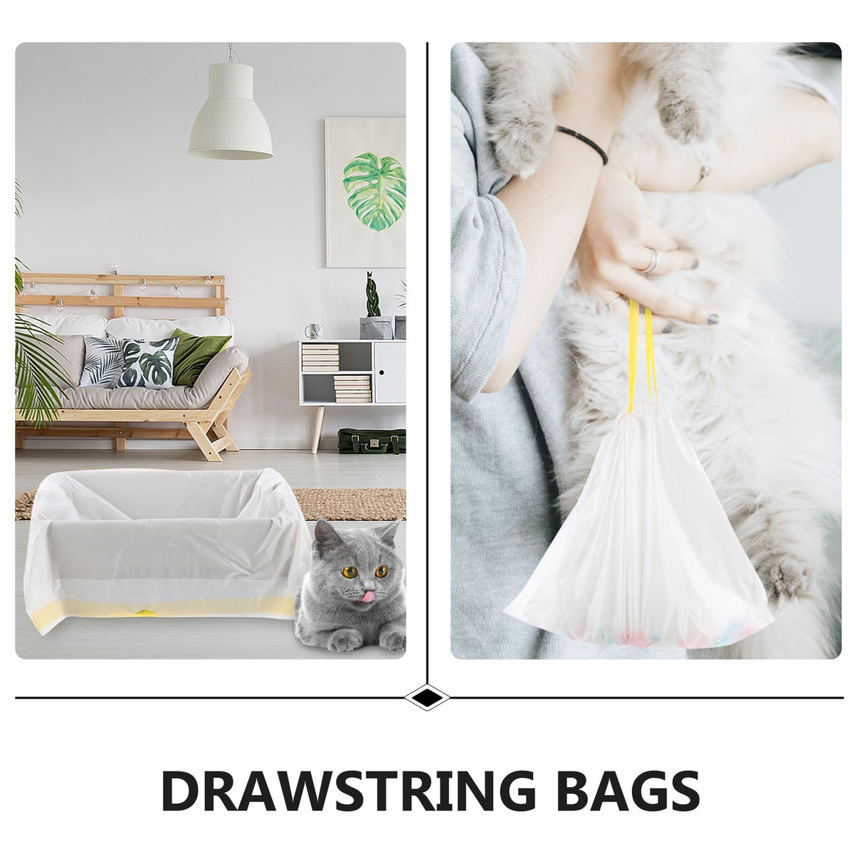 Disposable Drawstring Waterproof Cat Litter Bags S1875