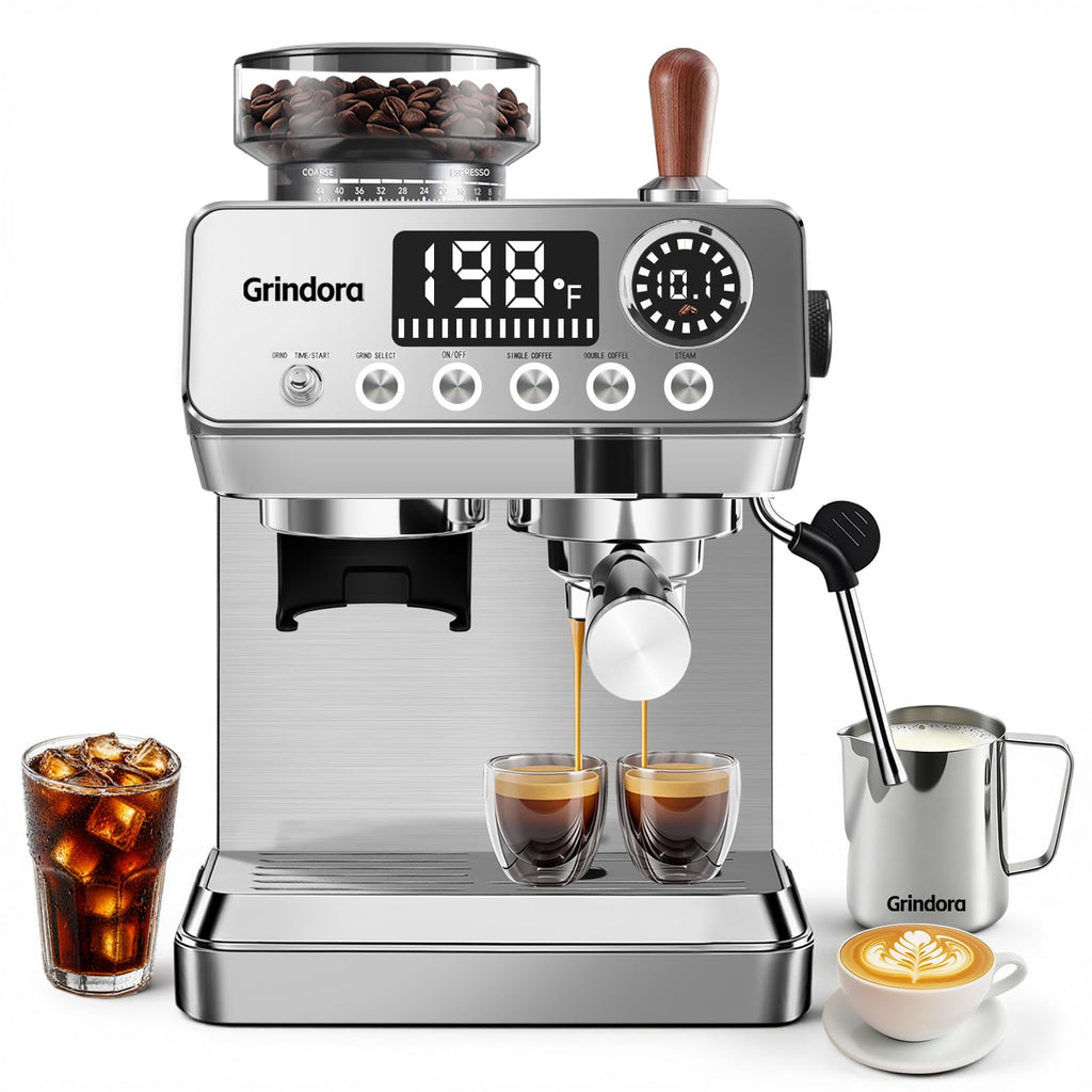 Espresso Machine with Grinder, 20 Bar, Milk Frother U11309