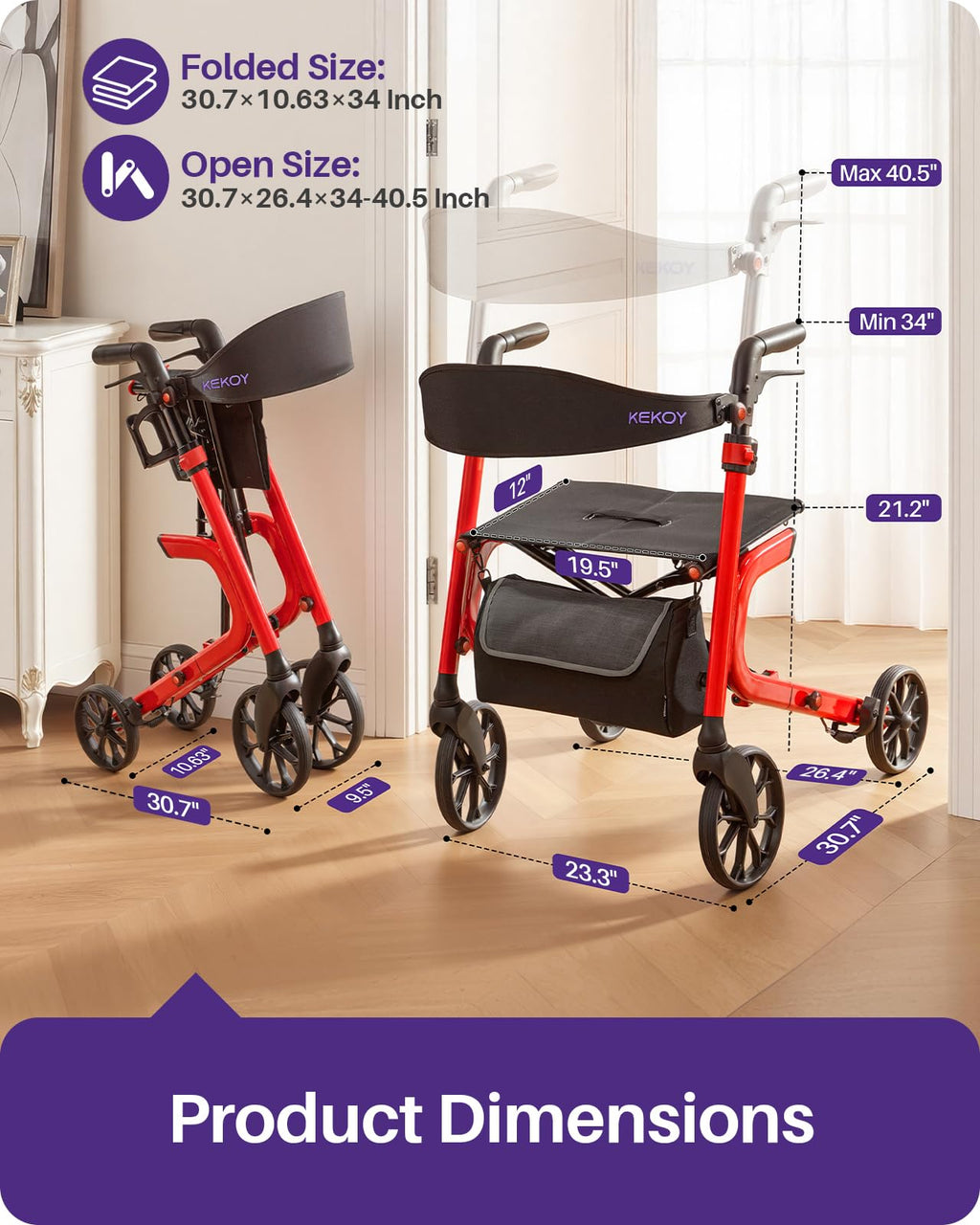 Bariatric Rollator Walker with Seat X611157