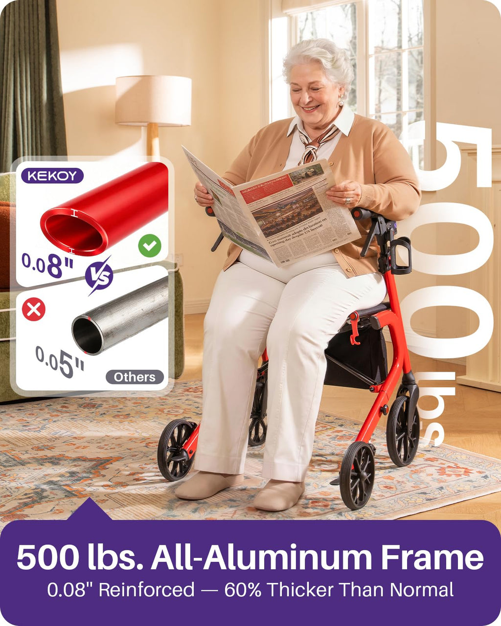 Bariatric Rollator Walker with Seat X611157