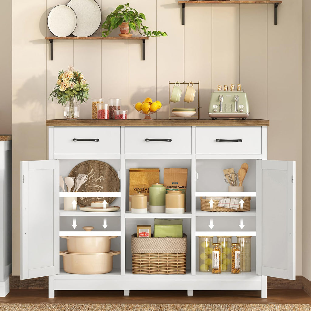 White Storage Cabinet with 3 Drawers and 2 Doors I48961