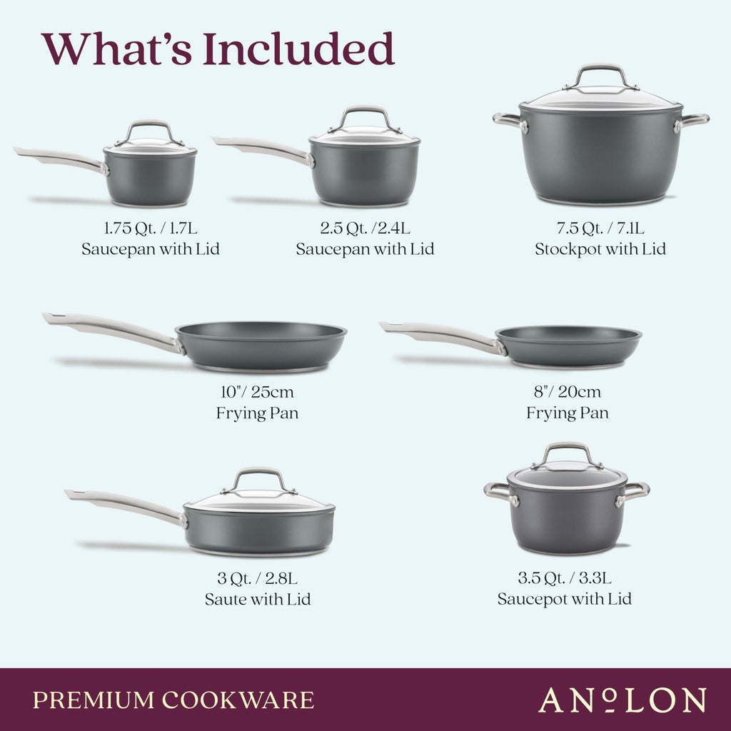12 Piece Hard Anodized Nonstick Induction Cookware Set T376