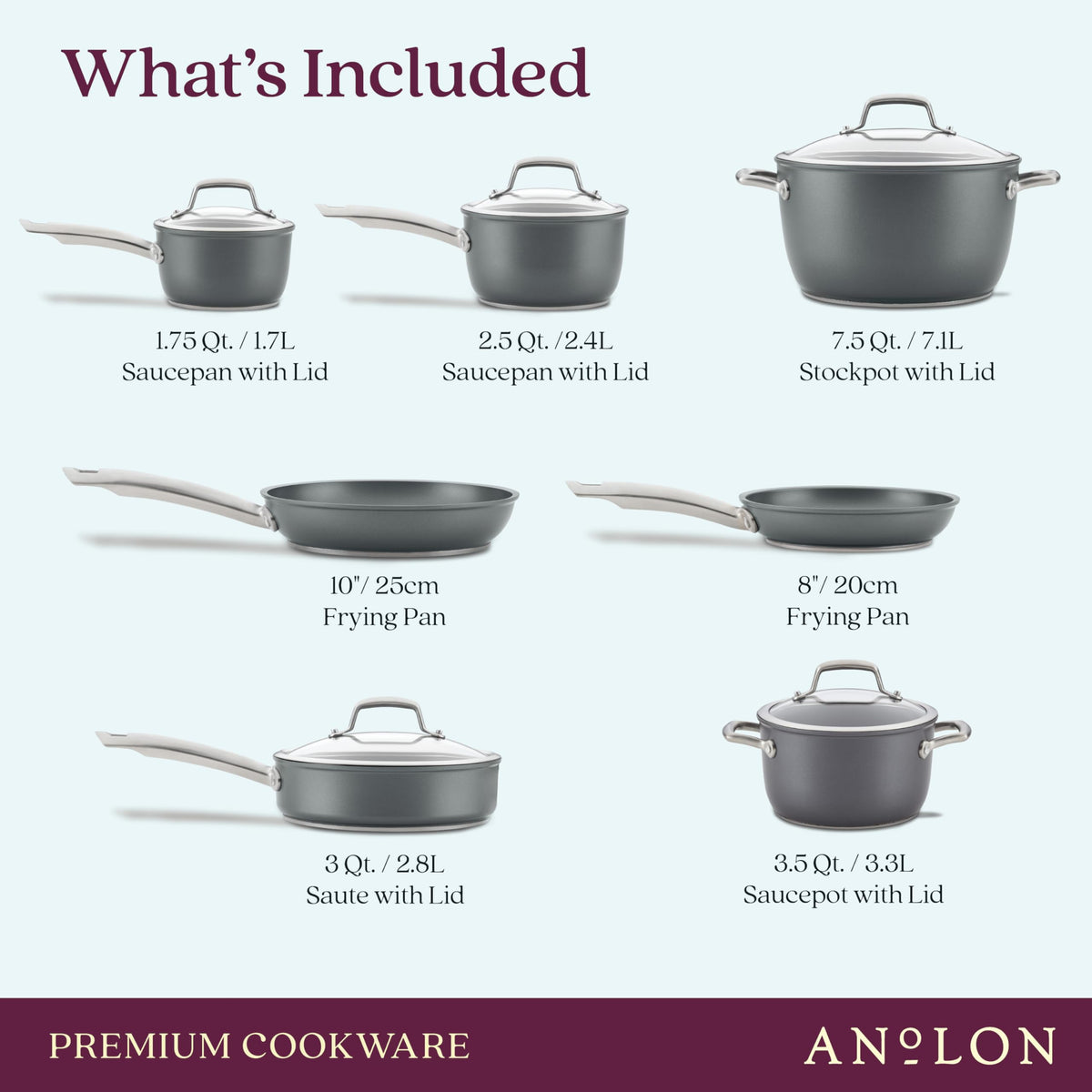 12 Piece Hard Anodized Nonstick Induction Cookware Set T376