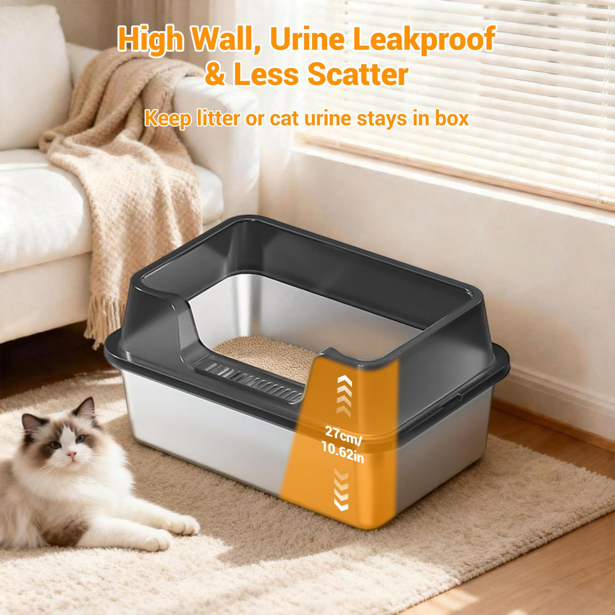 XL Enclosed Stainless Steel Cat Litter Box with Lid S11660
