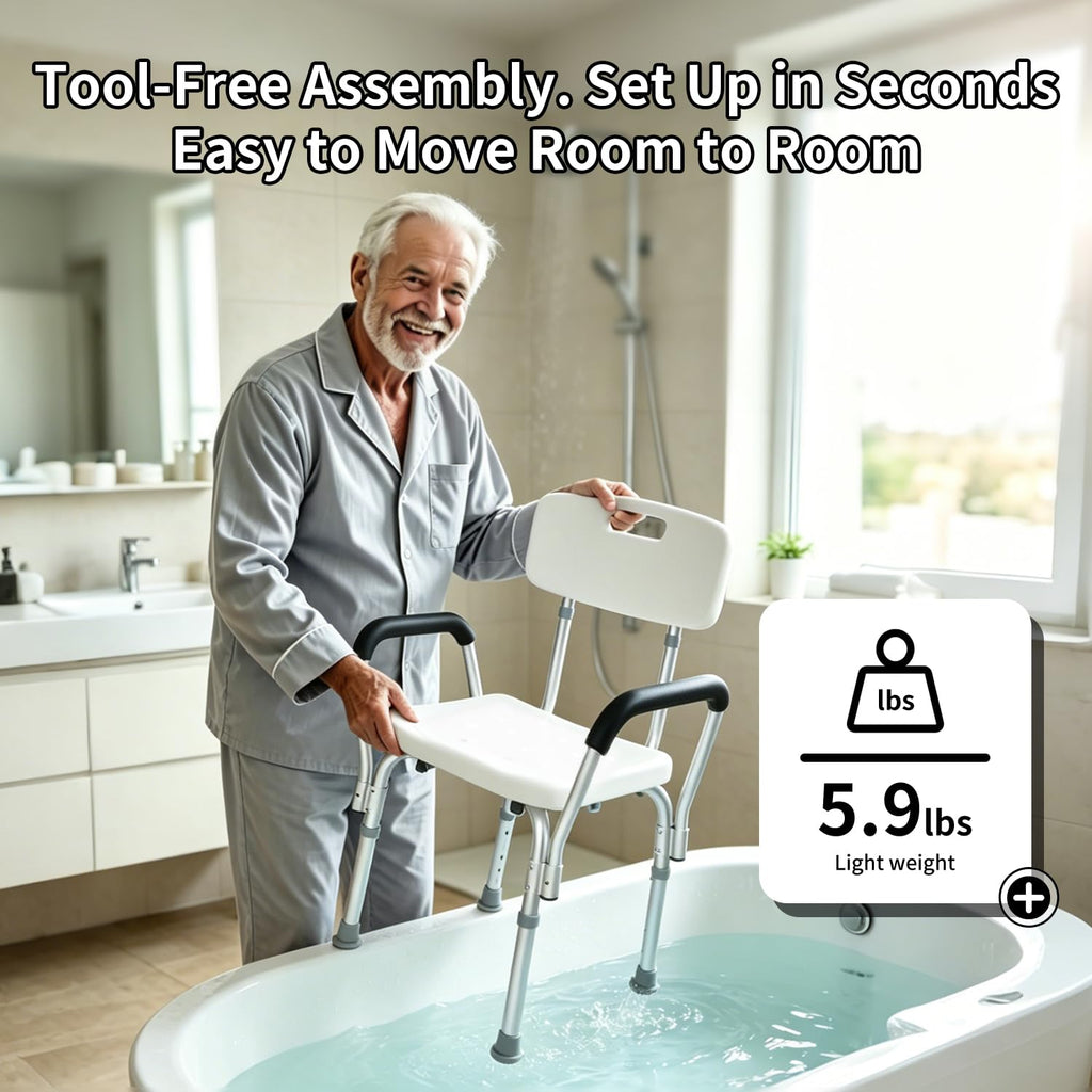 Extra Wide 300 lbs Capacity Shower Chair with Arms & Back H997384