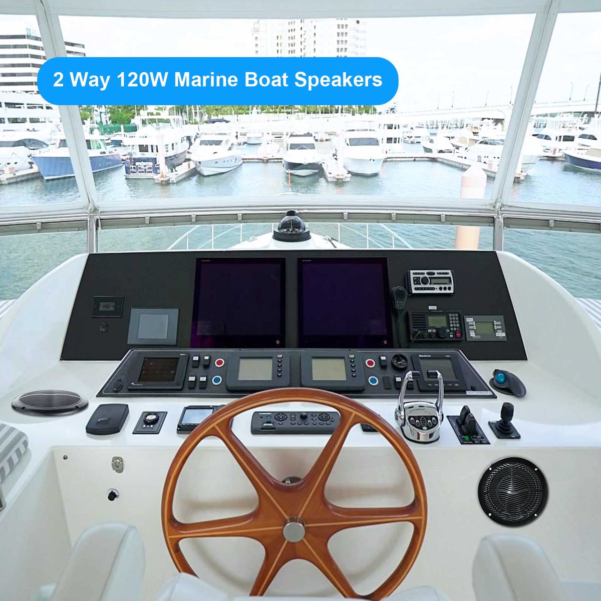 6.5 Inch Marine Bluetooth Speakers 2 Way 120W Peak Boat Speakers Pair Black T579041