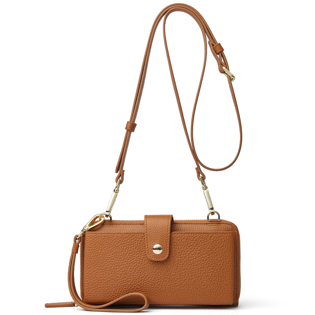 Small Leather Crossbody Wristlet Wallet and Phone Purse J6473