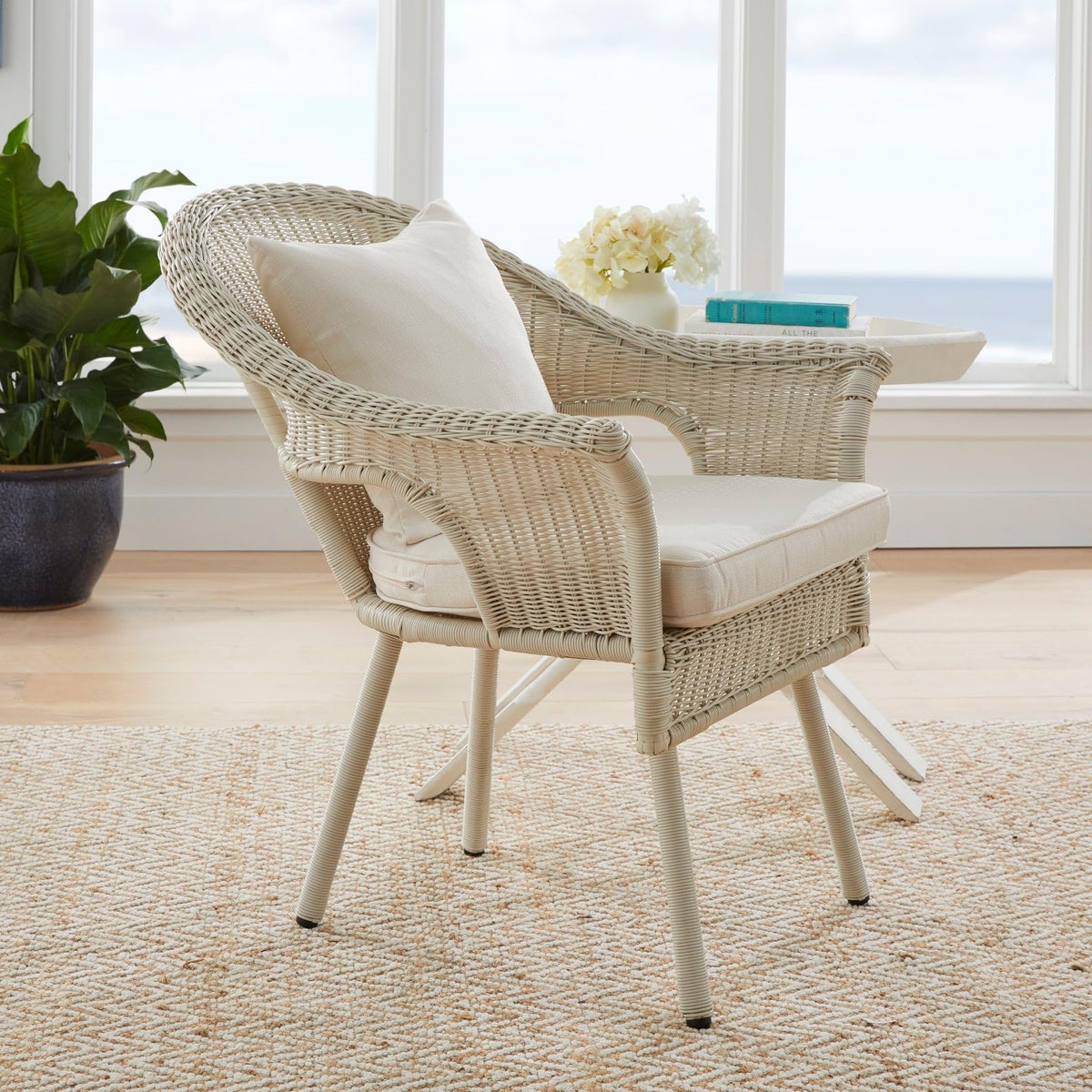 Hand-Woven Resin Wicker Stacking Chair Y491