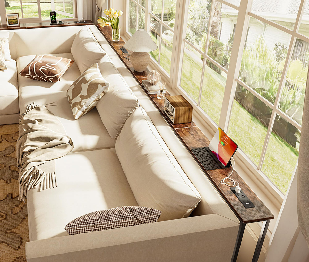 118 Inch Sofa Table with Power Outlets X715813