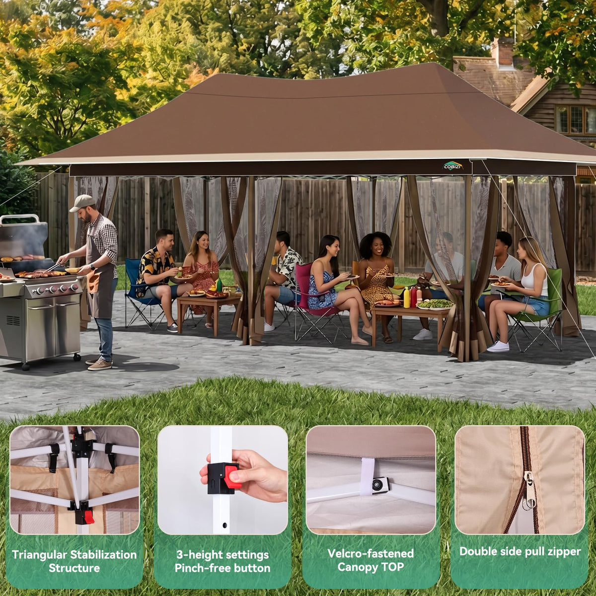 12x20 Pop Up Gazebo with Mosquito Netting O78315