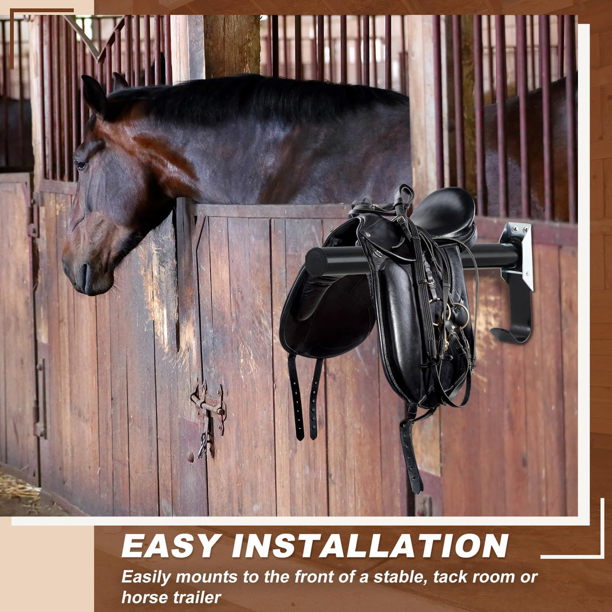 2 Pcs Wall Mount Saddle Rack with Bridle Holder R707465