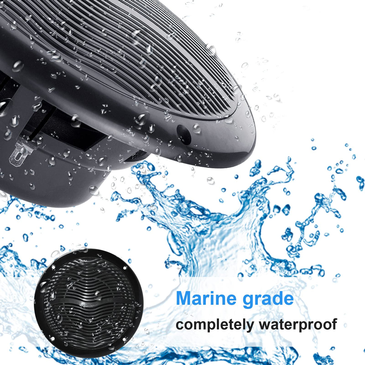 6.5 Inch Marine Bluetooth Speakers 2 Way 120W Peak Boat Speakers Pair Black T579041