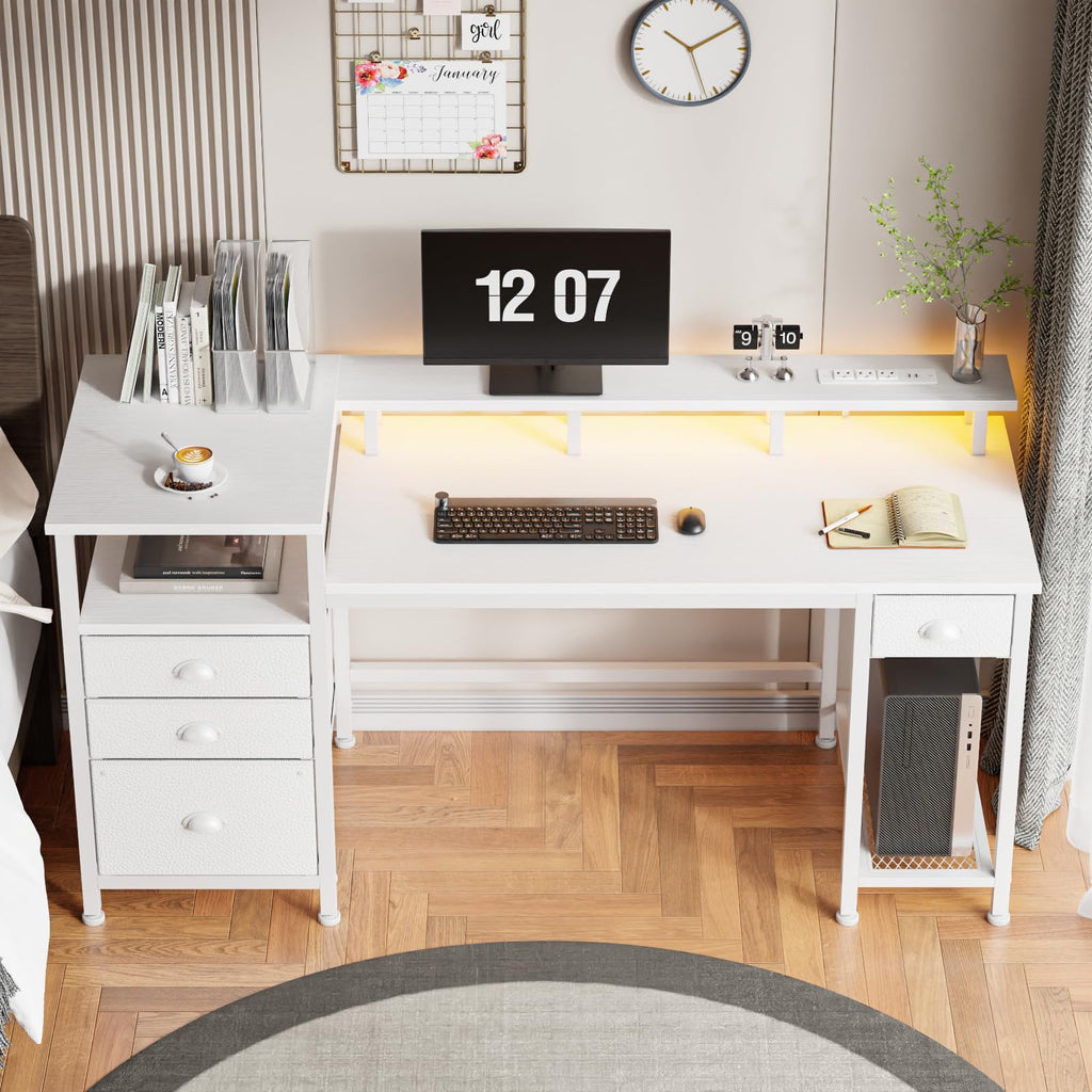 White Computer Desk with 4 Drawers Y611990