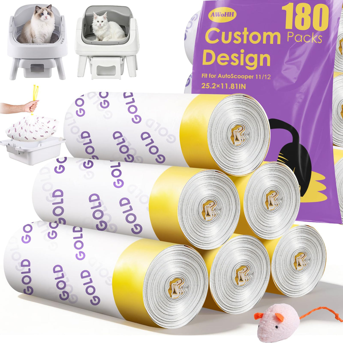 180 Count Automatic Cat Litter Bags T985