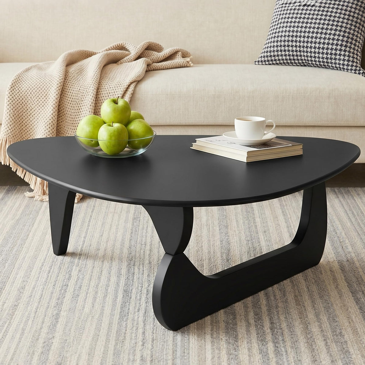 34" Black Coffee Table with Solid Wood Top P2231