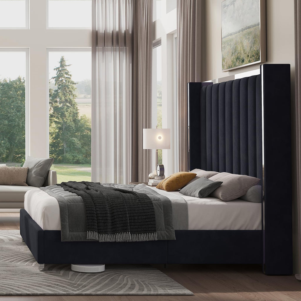 Queen Upholstered Bed Frame with Tall Headboard B37939