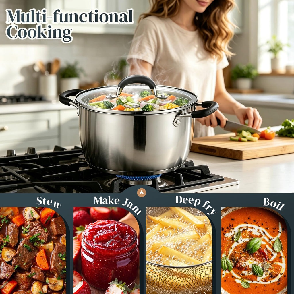 6 Quart Stainless Steel Deep Fryer Pot with Basket C379