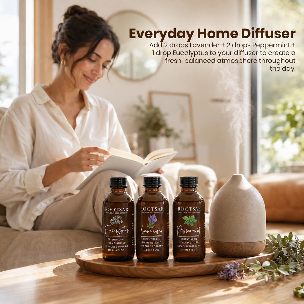 Pure Essential Oils Pack of 3 Lavender Peppermint Eucalyptus 4 Fl Oz Z517867