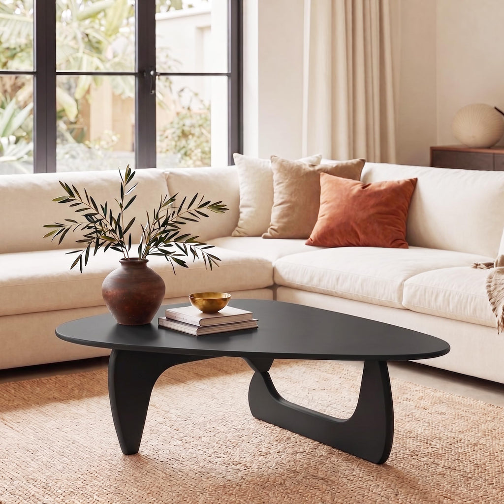 34" Black Coffee Table with Solid Wood Top P2231