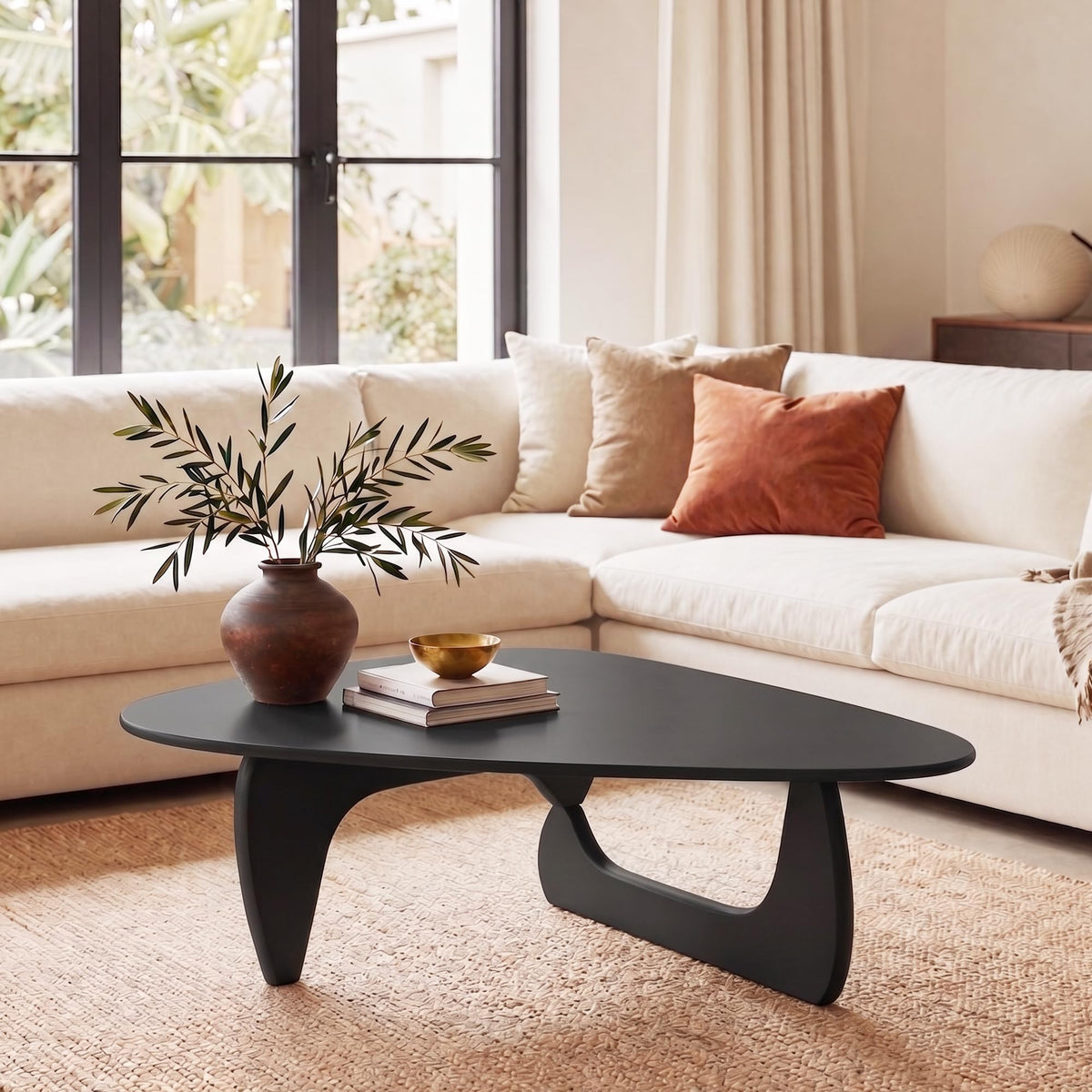 34" Black Coffee Table with Solid Wood Top P2231
