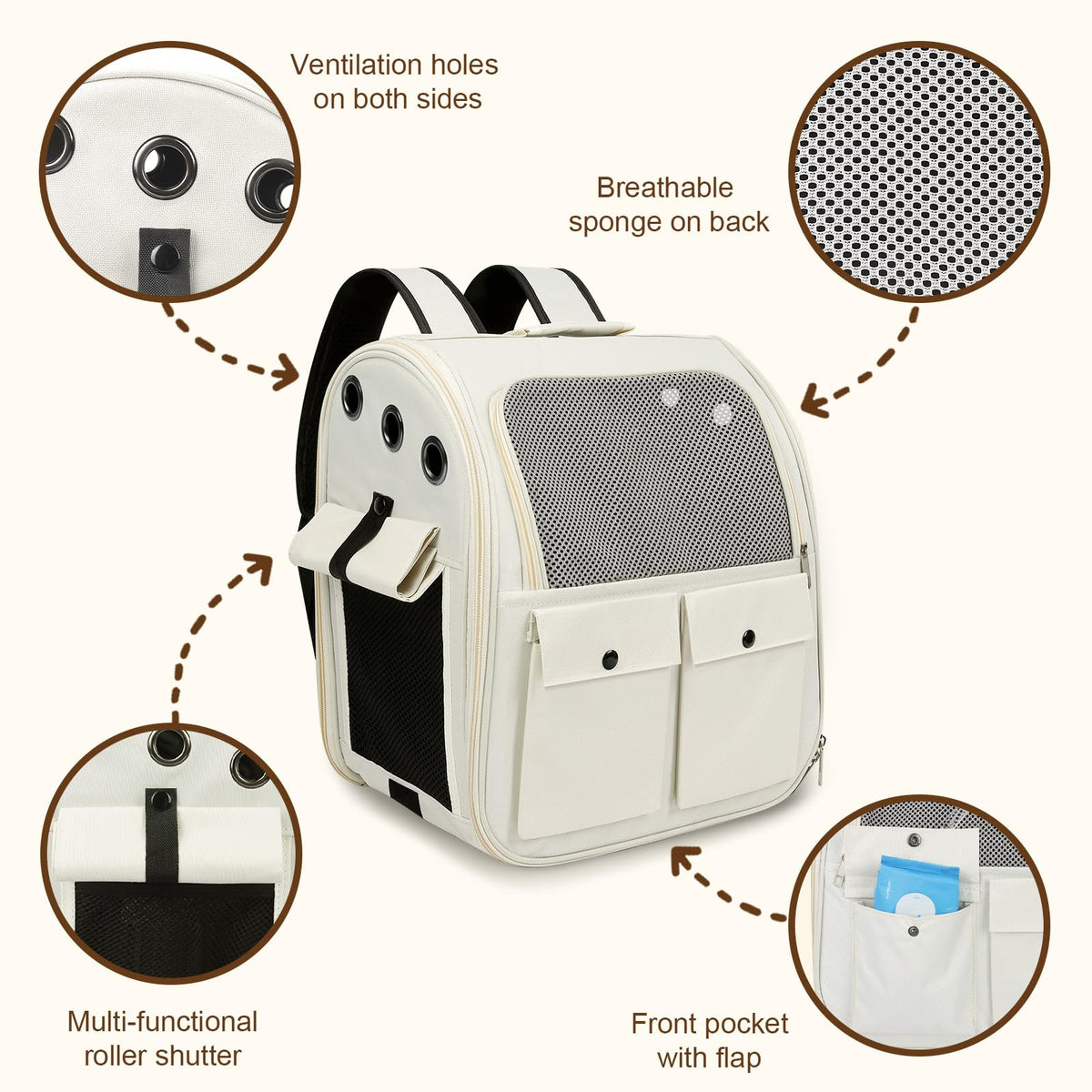 Ventilated Breathable Mesh Cat Carrier Backpack E358610