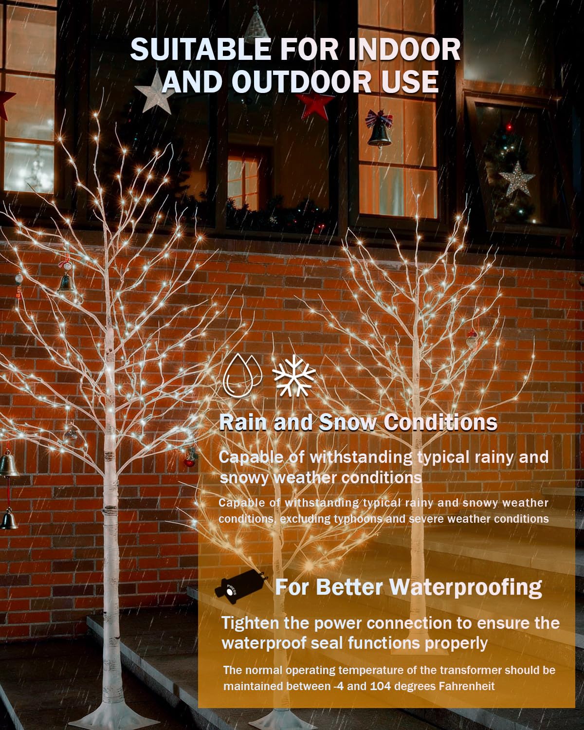 Lighted Birch Tree Set 4ft 6ft 8ft 512 Warm White LEDs X36261