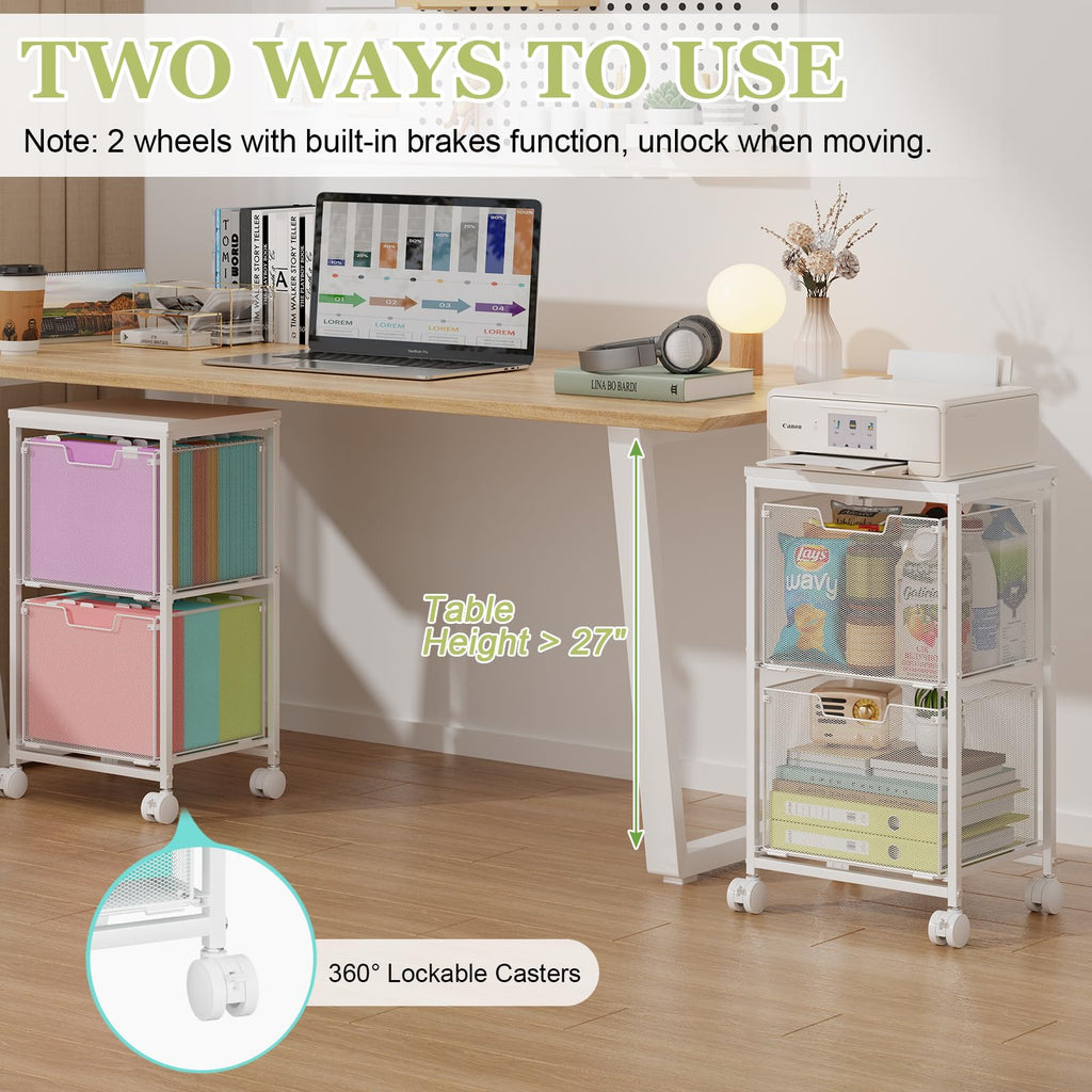 Rolling File Cart with 2 Storage Drawers A860923