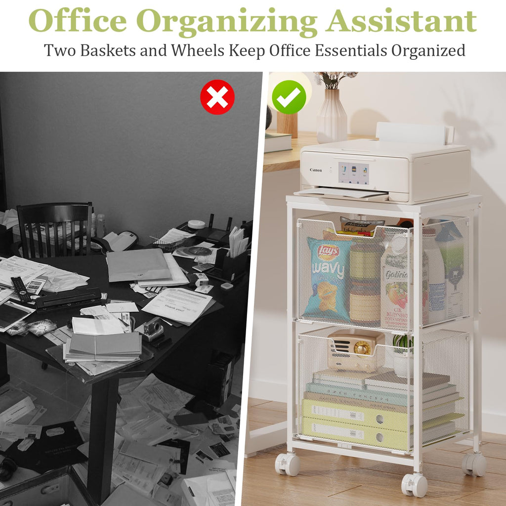Rolling File Cart with 2 Storage Drawers A860923
