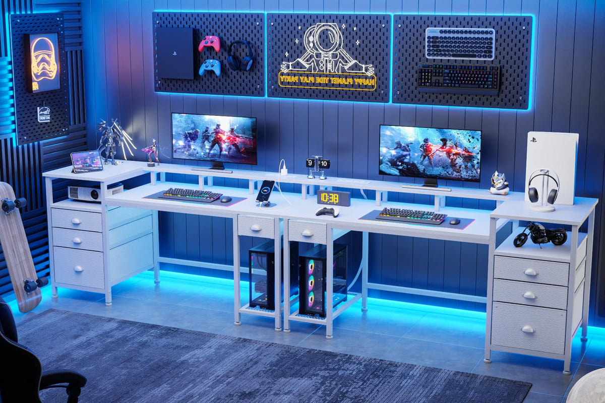 White Computer Desk with 4 Drawers Y611990
