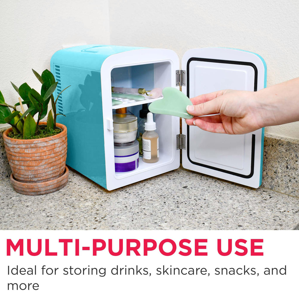 Mini Portable Compact Personal Fridge Cools & Heats, 4 Liter Capacity, Blue B453372