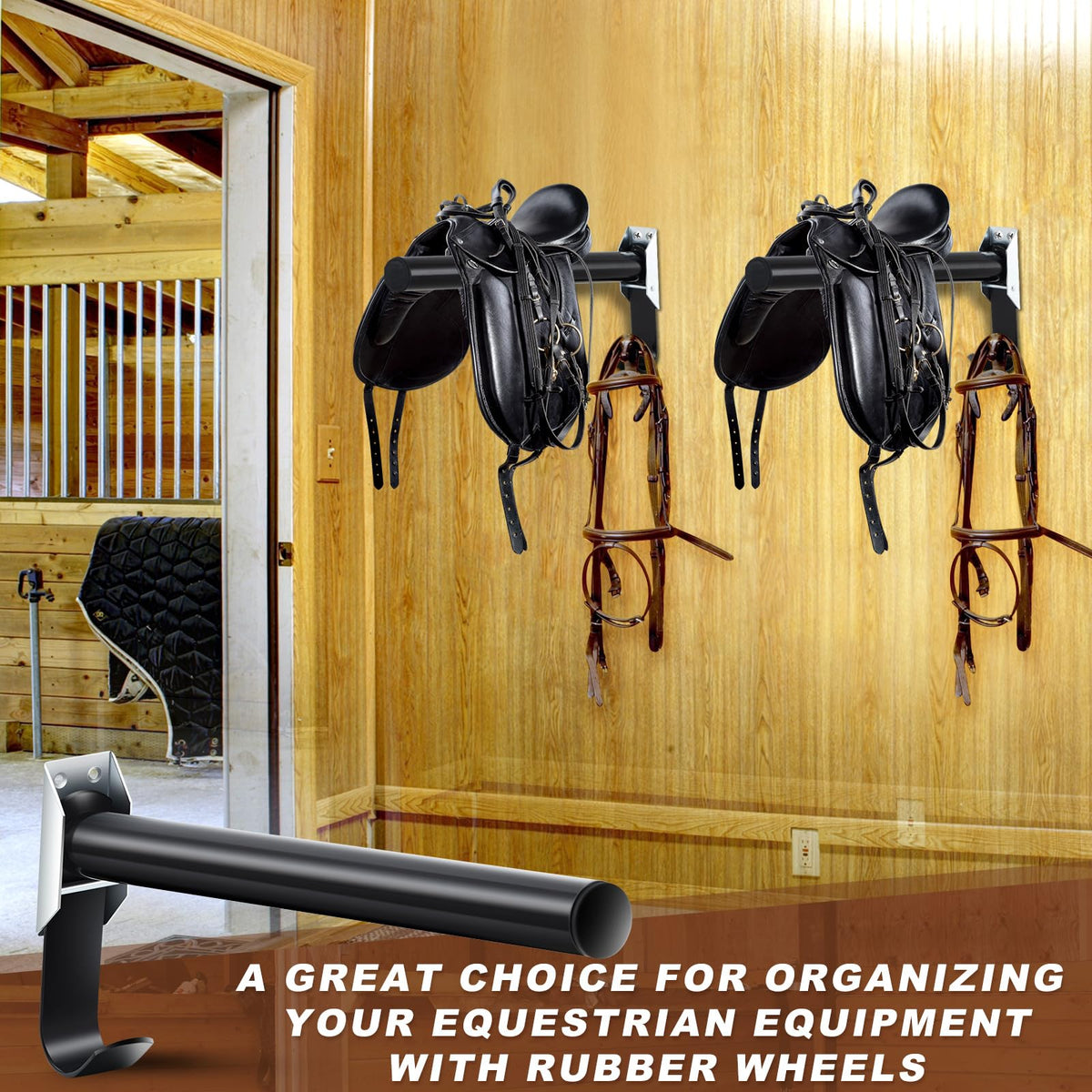 2 Pcs Wall Mount Saddle Rack with Bridle Holder R707465