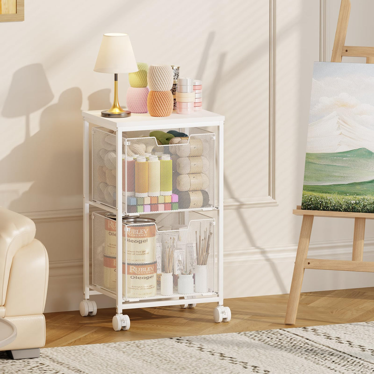 Rolling File Cart with 2 Storage Drawers A860923