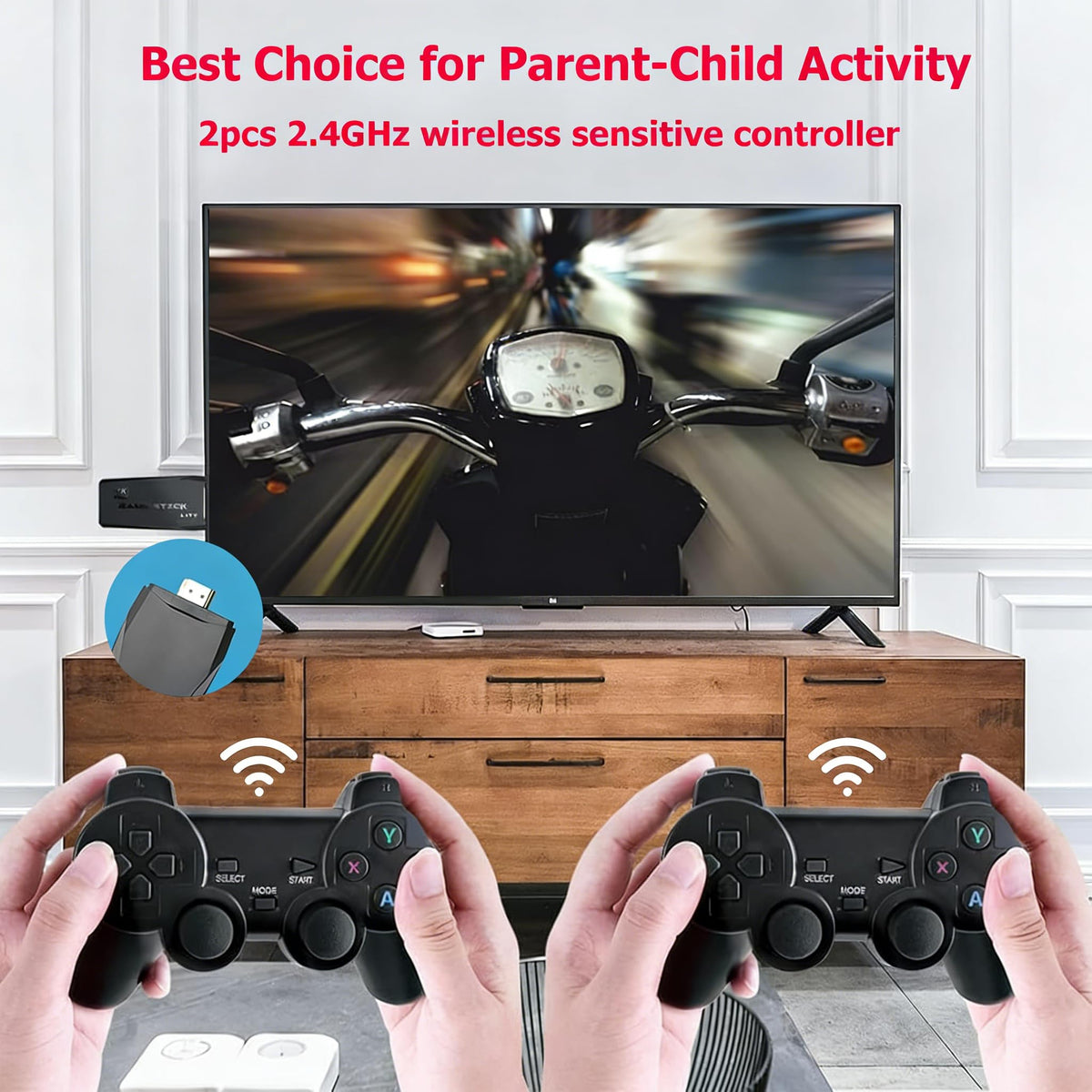 Wireless Retro Game Console 128G Plug & Play Video Game Stick with 2.4G Wireless Controller S1766