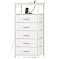 White 5 Drawer Dresser with Charging Station M1188