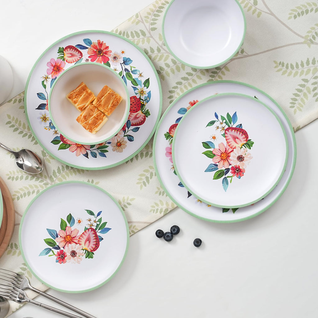 12-Piece Strawberry Melamine Dinnerware Set B3310