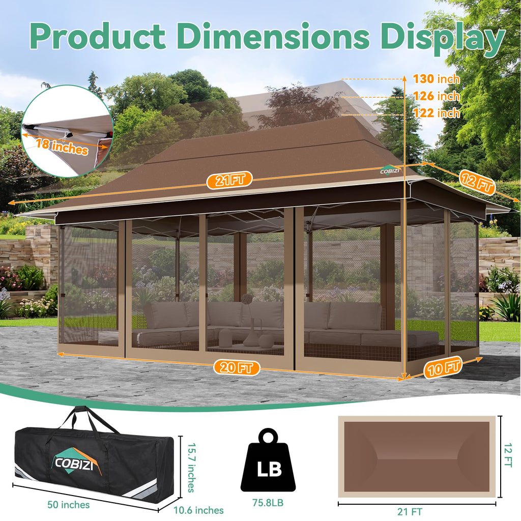 12x20 Pop Up Gazebo with Mosquito Netting O78315