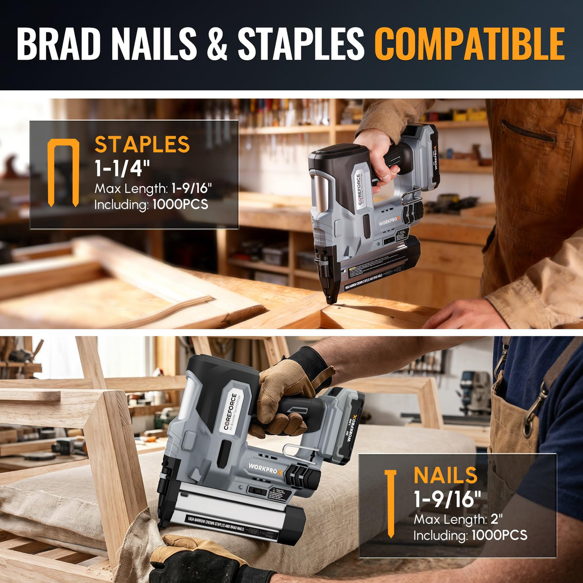 20V Cordless 18 Gauge 2-in-1 Nail & Staple Gun X74396