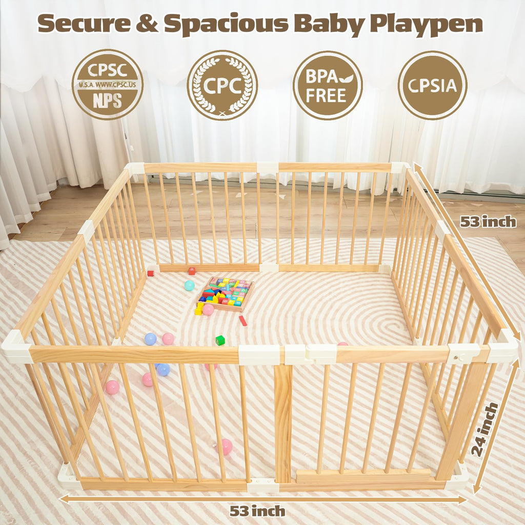 Wooden Baby Playpen 53"x53" J301