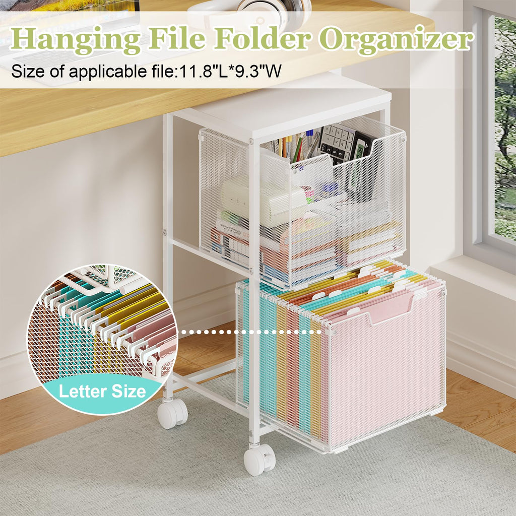 Rolling File Cart with 2 Storage Drawers A860923