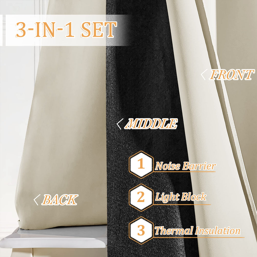 3-in-1 Blackout Room Divider Curtains O1633