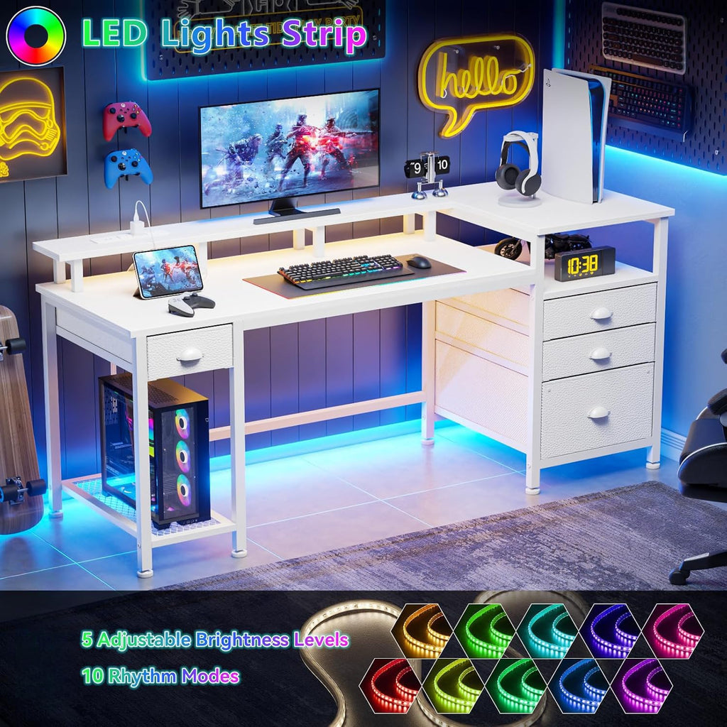 White Computer Desk with 4 Drawers Y611990