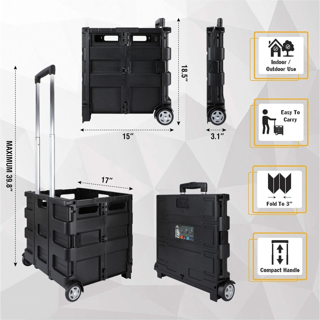 Portable Tools Carrier with Telescopic Handle, 80 Lb. Load Capacity, Black B19511