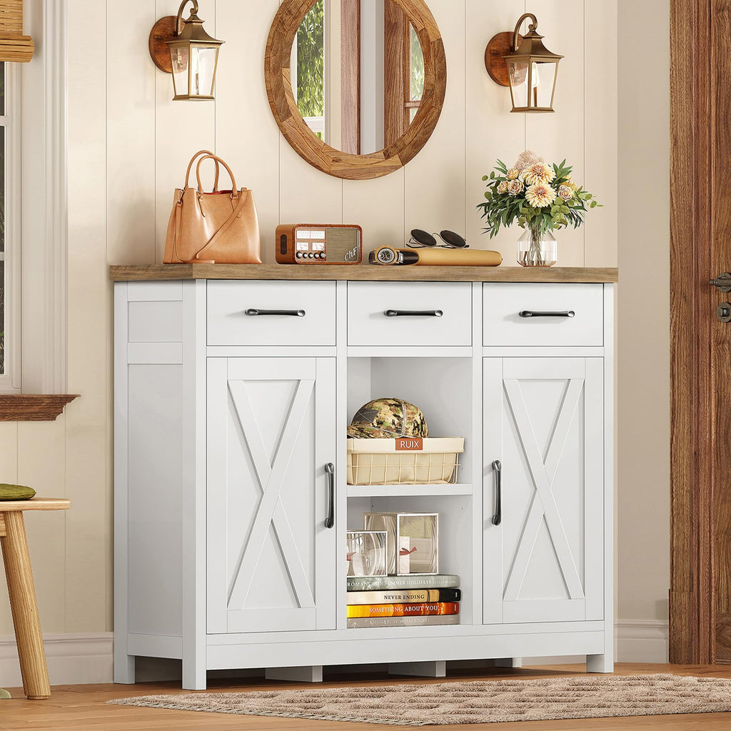 White Storage Cabinet with 3 Drawers and 2 Doors I48961