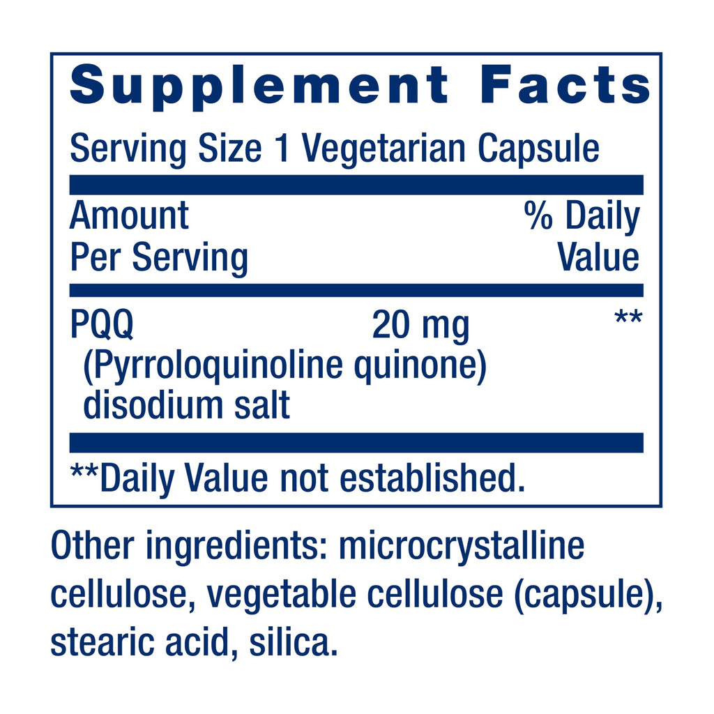 PQQ Pyrroloquinoline Quinone 20 mg 30 Capsules D8858