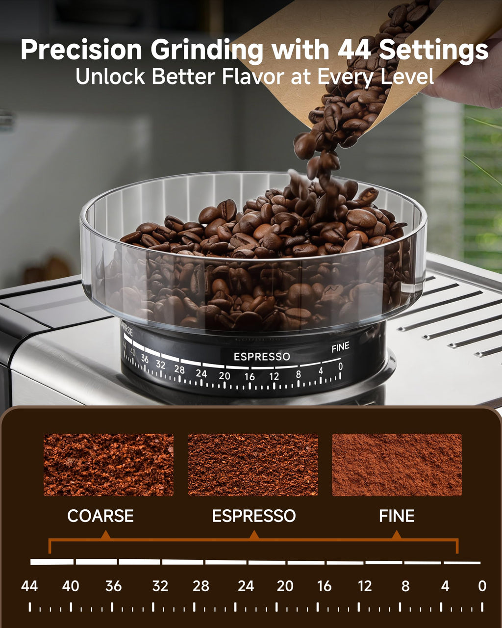 Espresso Machine with Grinder, 20 Bar, Milk Frother U11309