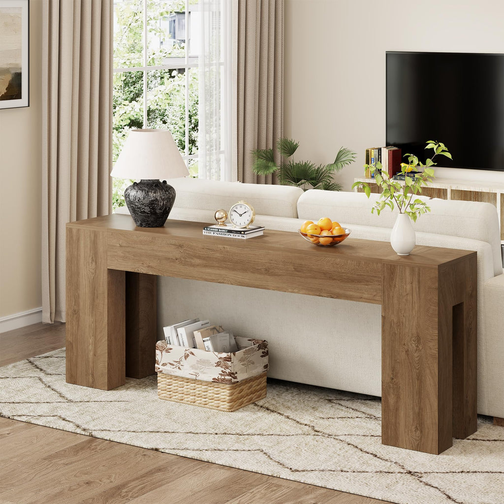 79-Inch Natural Oak Sofa Console Table R509