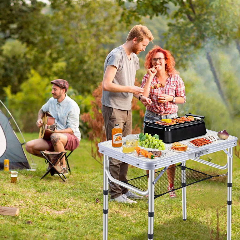 Small Portable Folding Camping Table, 3 Adjustable Height Lightweight Aluminum S20337