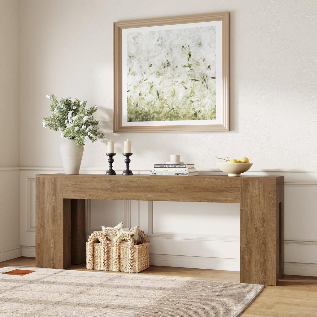 79-Inch Natural Oak Sofa Console Table R509